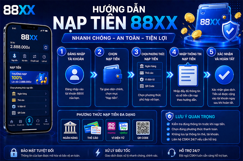 Hướng dẫn cách nạp tiền  88XX